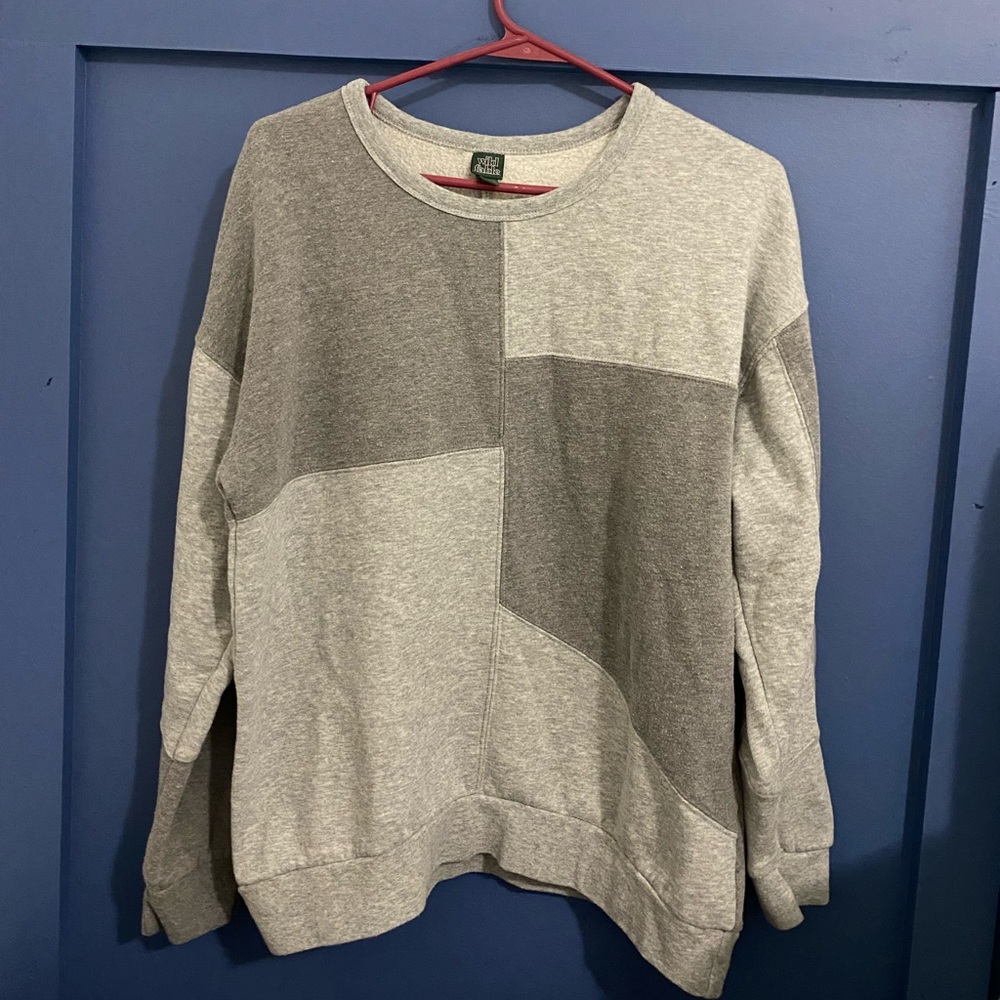 Grey Patchwork Crewneck